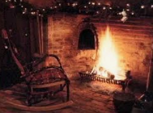 Rocking Chair by Fireplace